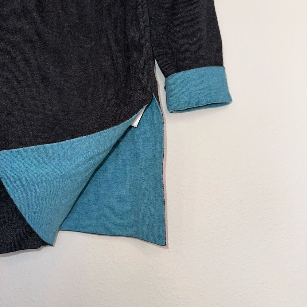 ASPEN Womens M Charcoal Gray & Blue Quality Mock Neck Cozy Modern Tunic Sweater - Picture 6 of 6